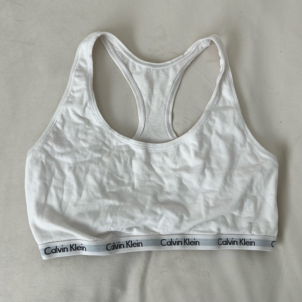 Calvin Klein white sports bra